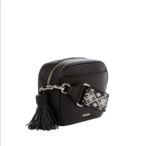 Nwt defect Rebecca Minkoff black leather guitar strap camera bag HP Pick 2024 - Picture 2 of 7